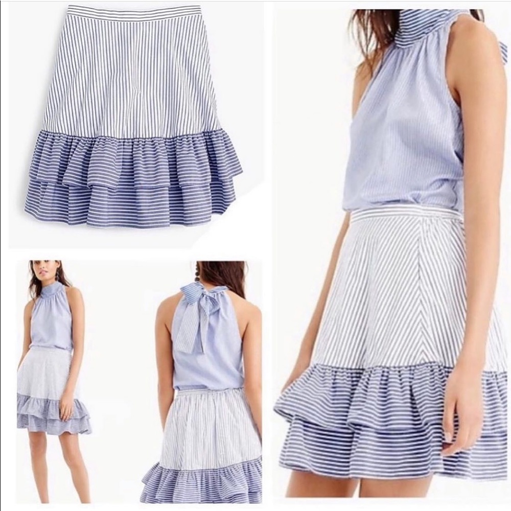 J.crew striped ruffle hem skirt